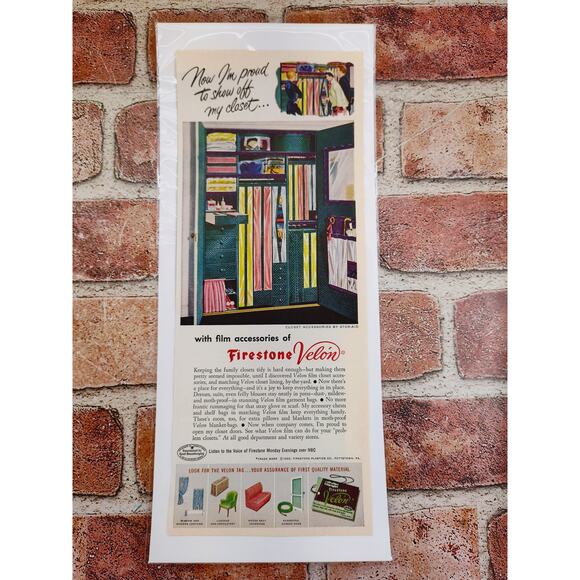 1950 Firestone Velon Closet Accessories Organized MCM Stylish Vtg Print Ad - Picture 2 of 6